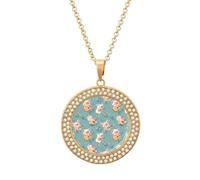 Carino maiali che suonano la chitarra, collana con ciondolo personalizzato da donna con diamanti rotondi regali per uomini di compleanno, Misura unica, Metallo