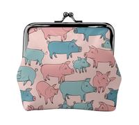 Carino maiali stampa carino fibbia portamonete vintage sacchetto bacio blocco cambio portafogli per le donne moda, nero, Taglia unica, Vintage