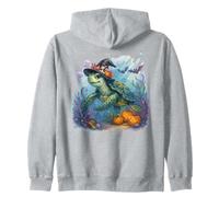 Carino Marine Tartaruga Strega Halloween Subacquea Felpa con Cappuccio