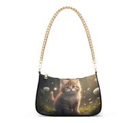 Carino Marrone Gattino Gatto Hobo Borse Donna Medio Borsa Tote Animale Floreale Borsa a Tracolla Chiusura Cerniera