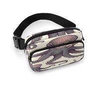 Carino marsupio a forma di polpo con cinturino regolabile Marsupio alla moda per sport all'aria aperta escursionismo, bianco, 20 x 13 cm, marsupio stampato