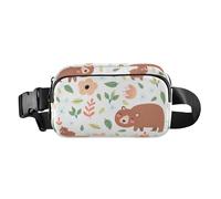 Carino marsupio a tracolla con orsetti carini fiori di famiglia bianco marrone donne uomini adolescenti piccolo marsupio con cinghia regolabile per viaggi, shopping, corsa, Carino Orsetti Famiglia