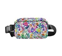 Carino marsupio a tracolla senza cuciture motivo floreale luminoso fiori colorati donne uomini adolescenti marsupio multiuso con cinghia regolabile per viaggi vacanze corsa, Seamless Floral Pattern
