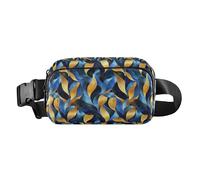 Carino marsupio con personaggi dei cartoni animati e elementi natalizi rosa, donne e uomini, per allenamento, corsa, escursionismo, Motivo nero con pianta a tema dorato blu, 1 Size