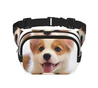 Carino marsupio da donna con stampa Corgi con cinturino regolabile per allenamento/corsa/escursionismo, Nero , Taglia unica