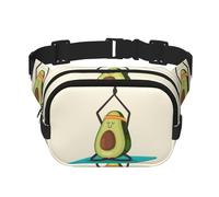 Carino marsupio da donna con stampa di avocado yoga con cinghia regolabile per allenamento/corsa/escursionismo a tracolla, Nero , Taglia unica