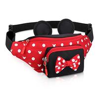Carino marsupio da viaggio Disney Marsupio da donna per adolescenti ragazze Minnie Mouse marsupio stile cartone animato Marsupio da escursionismo Marsupio all'aperto con orecchie di topo, Rosso,