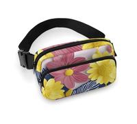 Carino marsupio decorativo con fiori per donne e uomini, marsupio regolabile casual per viaggi, sport, escursionismo, bianco, 20 x 13 cm, bianco, 7.9x5.1inches