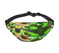 Carino marsupio regolabile con occhi rossi e rane, alla moda, resistente all'acqua, per viaggi, casual, corsa, escursionismo, ciclismo, nero, taglia unica, Nero , Taglia unica