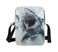 carino messenger bag piccola borsa a tracolla per le donne donna borsa a tracolla borse a mano tracolla tracolla regolabile per lo shopping foro 3d parete bianca animale squalo
