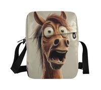 carino messenger borsa a tracolla da donna borsa a tracolla borsa a tracolla per viaggio tracolla regolabile per lo shopping cartone animato divertente cavallo paura