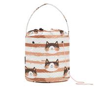 Carino Miao Gatti Arancione Storage Bag con fori Knitting Tote Bag per Art Supply gancho para tejer