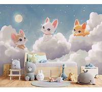 Carino Micetti Gattini Foto Carta da Parati 312x219cm Bambino Camera Letto Blu