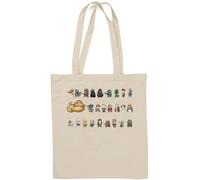 Carino mini personaggi in cotone naturale Tote Bag Bianco