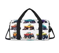 Carino Monster Trucks Cartoon Sport Duffel Bag con scomparto per scarpe Pernottamento Weekender Borse Viaggi Palestra Bagagli Organizzatore per Donne Uomini Bambini Ragazze Ragazzi