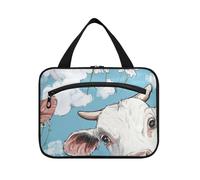 Carino Mucca Blu Cielo Appeso Borsa da Viaggio per articoli da toeletta con gancio, Designer Unisex kit Bag per gli Uomini per i Viaggiatori Lavoro Bolsa para guardar maquillaje L