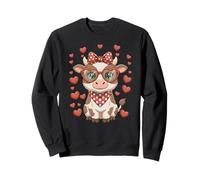 Carino Mucca con Cuore Occhiali Amore San Valentino Felpa