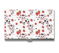 Carino Mucca Fragola Novità Porta Biglietti da Visita Sottile Metallo Carte di Credito Nome Caso Portafoglio Organizer per Uomini Donne 9,4 x 5,6 x 0,8 cm, Stile:, Taglia unica