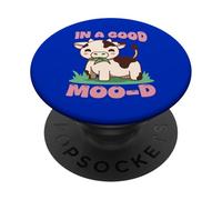 Carino Mucca In Un Buon Moo-d Divertente Pun Animale PopSockets PopGrip Adesivo