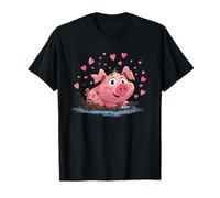 Carino Muddy Pig con Cuori Acqua Splash Maglietta