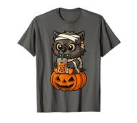 Carino Mummia Lupo Bere Boba Tea Halloween Spooky Kawaii Maglietta