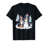 Carino Natale Bernese Mountain Dogs Pupazzo di Neve Pino Cane Maglietta