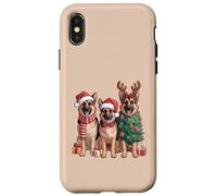 Carino Natale Cani Vacanze Invernali Pastore Tedesco Custodia per iPhone X/XS