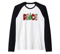 Carino Natale Peace Girl Design. Leopardo Natale per Le Donne Maglia con Maniche Raglan