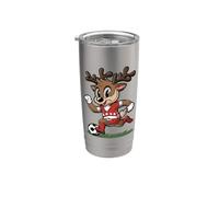 Carino Natale Renna Rudolph giocare Calcio Uomini Ragazzi Bambini Bicchiere termico in acciaio inox doppia parete