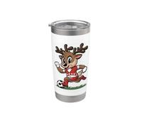 Carino Natale Renna Rudolph giocare Calcio Uomini Ragazzi Bambini Bicchiere termico in acciaio inox doppia parete