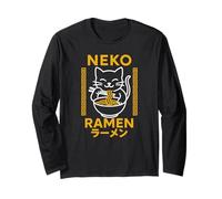 Carino Neko Cat Mangiare Ramen per gli amanti del cibo giapponese Maglia a Manica