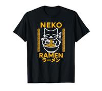 Carino Neko Cat Mangiare Ramen per gli amanti del cibo giapponese Maglietta