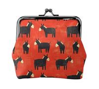 Carino nero asino stampa portamonete per le donne, Kiss-lock Change Purse Portafogli, piccolo portamonete in pelle PU