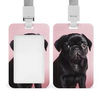 Carino nero carlino porta badge in plastica rigida custodia protettiva per nome portachiavi porta carte d'identità ufficio carte di credito e chiavi di prossimità