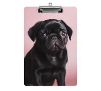 Carino nero carlino portablocco acrilico carino moda portablocco decorativo, 31,8 x 21,6 cm, formato A4, clip in acrilico per classe, insegnanti, forniture per ufficio