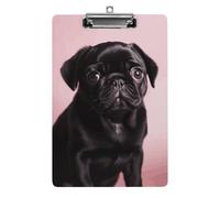 Carino nero carlino portablocco acrilico carino moda portablocco decorativo, 31,8 x 21,6 cm, formato A4, clip in acrilico per classe, insegnanti, forniture per ufficio
