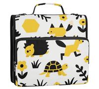 Carino Nero Giallo Turtle Hedgehog Bear Coniglio 1.5 Pollici 3-Anelli Ufficio Binder Organizer con Tracolla Impermeabile Documenti File Sacchetto di Immagazzinaggio per la Scuola Gestor de