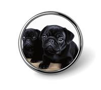 Carino Nero Pug Distintivo Rotondo Carino Spilla Cappelli Giacche Decorazione Personalizzata Spilla Abbigliamento Gioielli Accessori per Festa di Nozze Regalo