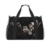 Carino nero Pug Dog Print Grande Capacità Mano Carry Bag per le donne Pieghevole Carry On Tote per Viaggio in aereo