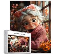 Carino Nonna e Gattino 1000 Pezzi Puzzle per Adulti Calda Fiaba Scena Art Puzzle Colorato Fai da Te per la Decorazione Domestica Regali Famiglia Puzzle Perfetto per Notti di Gioco 50 × 70 cm