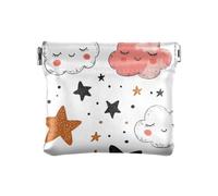 Carino Nuvole Stelle Modello Squeeze Coin Purse Pouch Change Holder PU Leather Mini Portafoglio portamonete per donne ragazze uomini