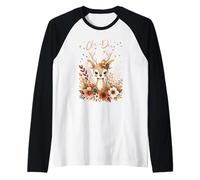 Carino Oh Deer Floral Nature da Donna Maglia con Maniche Raglan