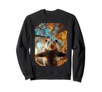 Carino Opossum Selfie Foglie Autunno Foresta Animale Grafica Felpa