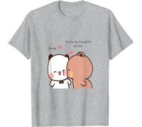 Carino OrcoW T-Shirt con Orso Panda Bubu e Dudu che si Amano, Grigio, 3XL