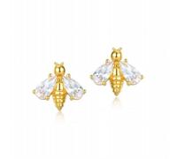Carino Orecchini Ape S925 Pure Silver Orecchini con Poche Pietre Di Zircone, ZYNSAE, golden