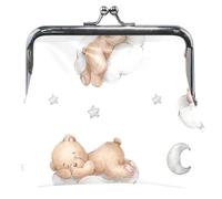 Carino Orsetti Nuvole Personalizzato Carino Portamonete per Le Donne Fibbia In Pelle Bacio Blocco Piccolo Cambiamento Borsa per Monete, Carino Orsi Nuvole, classico