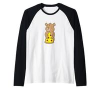 Carino Orso Cucciolo Abbracciare Pizza Slice Maglia con Maniche Raglan