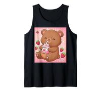 Carino Orso Fragola Latte Retro Giapponese Kawaii Art Canotta