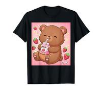 Carino Orso Fragola Latte Retro Giapponese Kawaii Art Maglietta