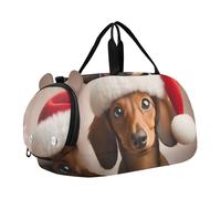 Carino Orso Gatto Ragazzi Carry on Duffel Bag Toddler Weekender Borse Ragazze Tote Duffle Bags Viaggio Danza Duffle Bag, Simpatico cappello di Natale bassotto, classico